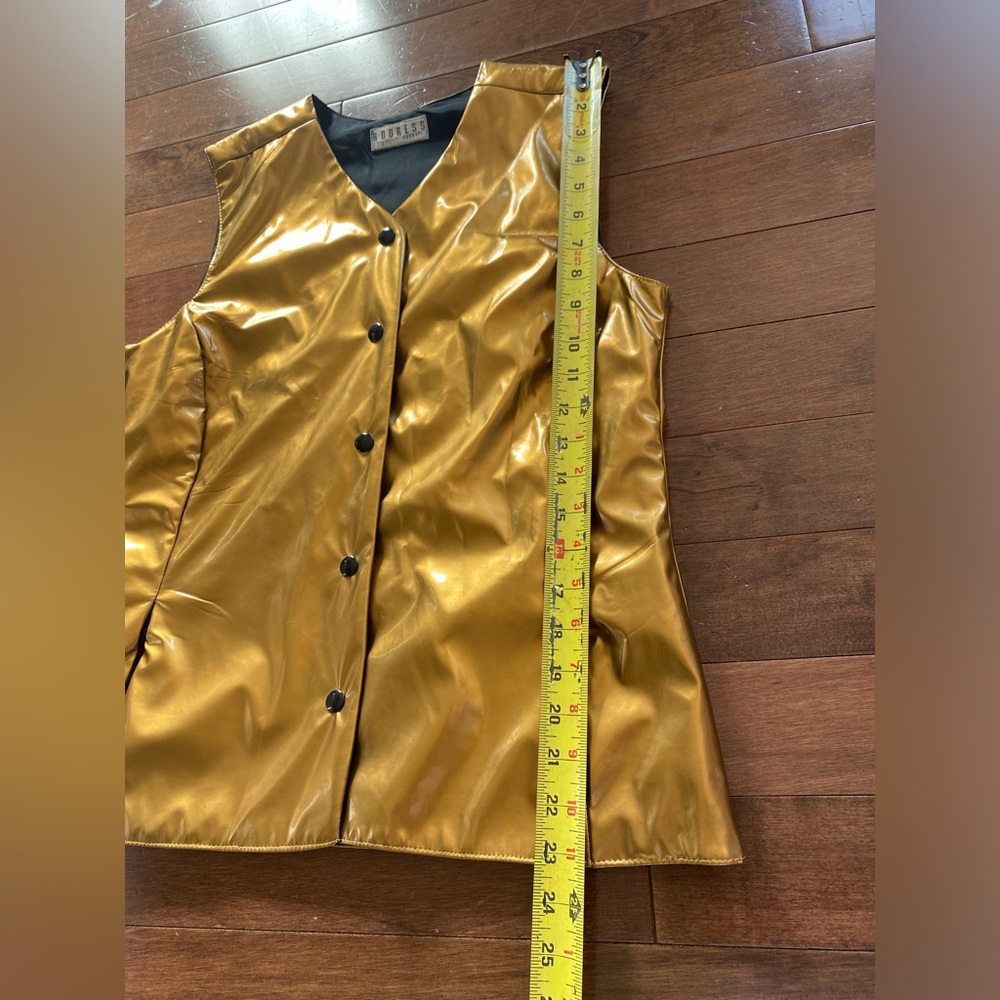 Vintage 80s Address Metallic Gold Vest Womens M
